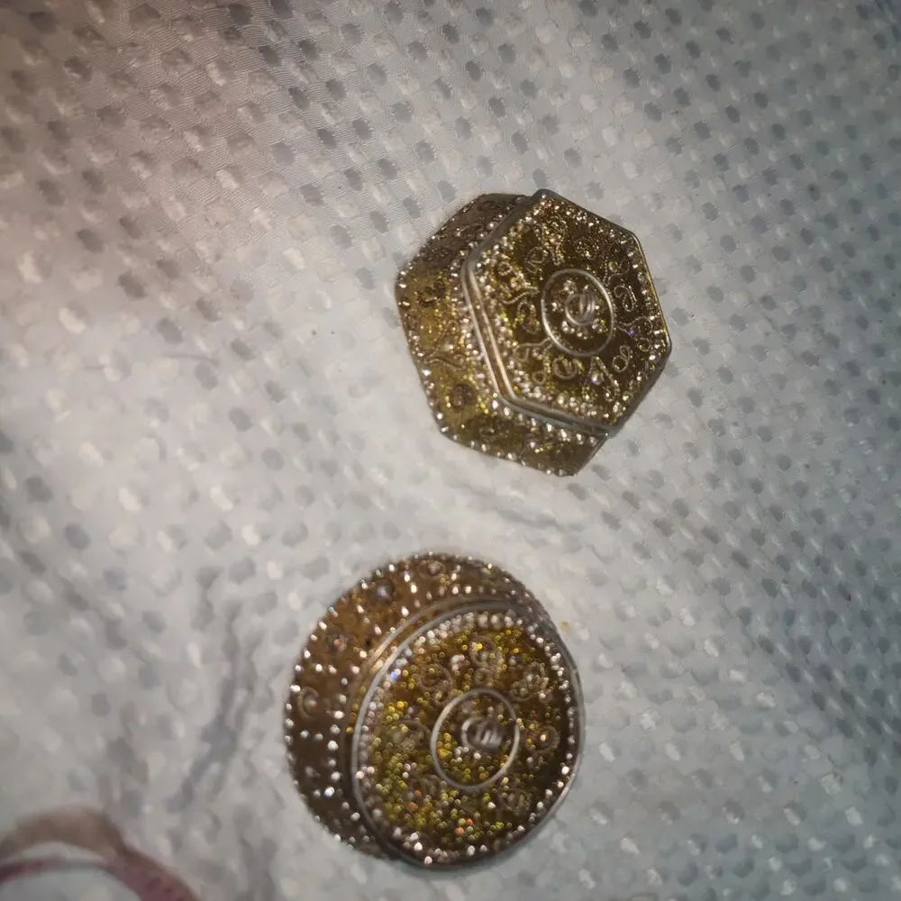 PIER ONE SET OF 2 JEWELED HEXAGON TRINKET BOXES